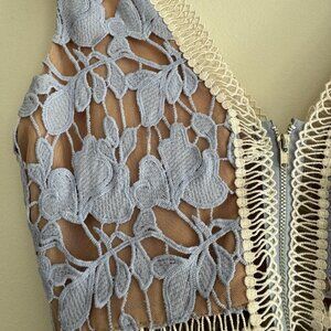 Plunging Neckline with Gorgeous Embroidered Detailing - Lilac Midi Floral Dress